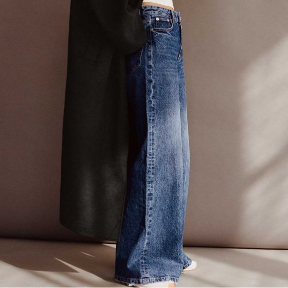 NWT ZARA Mid-rise Super Wide Leg Jeans TRF - Picture 2 of 10
